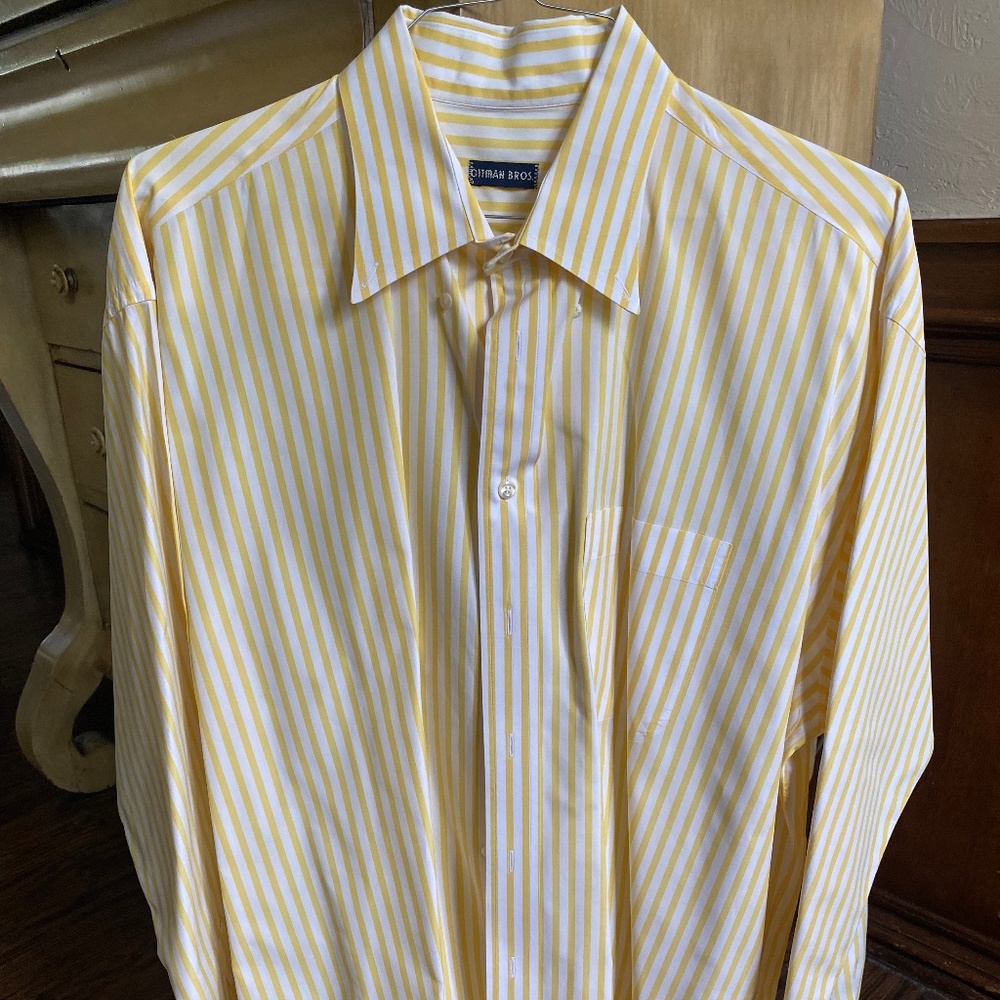Yellow and White Striped Men's Shirt